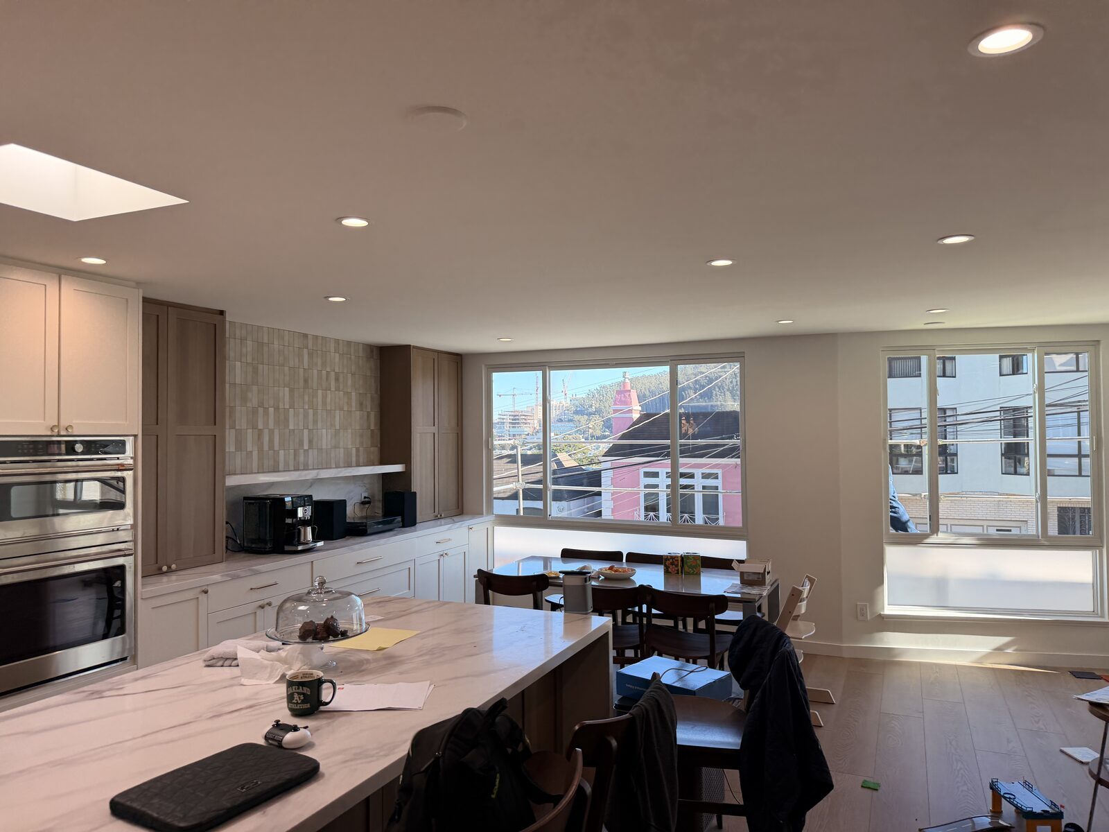 Kitchen opening into the dining area